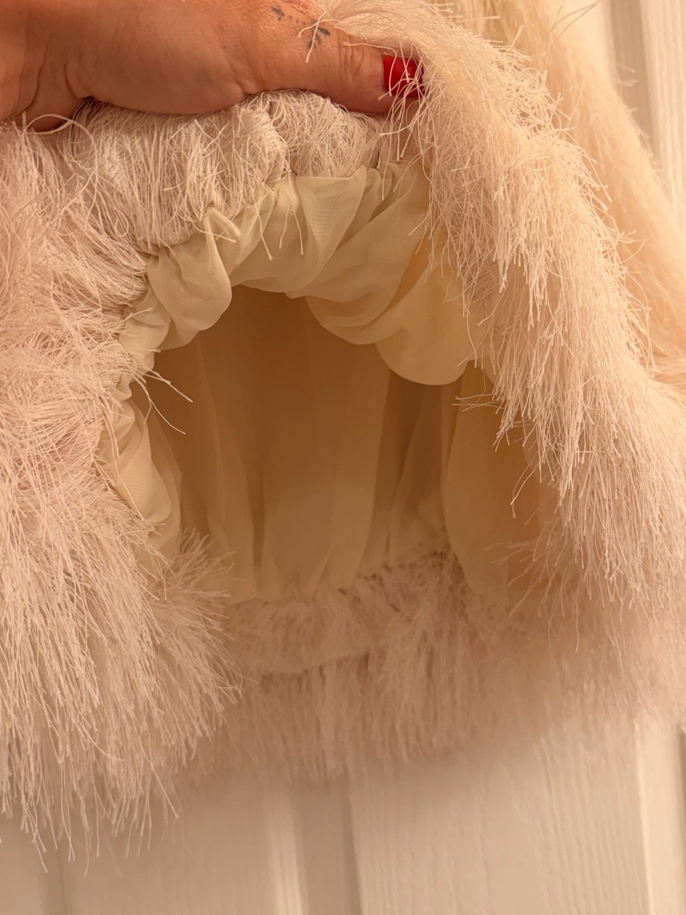 Zara Cream Feather-Texture Sleeveless Top - Picture 6 of 7